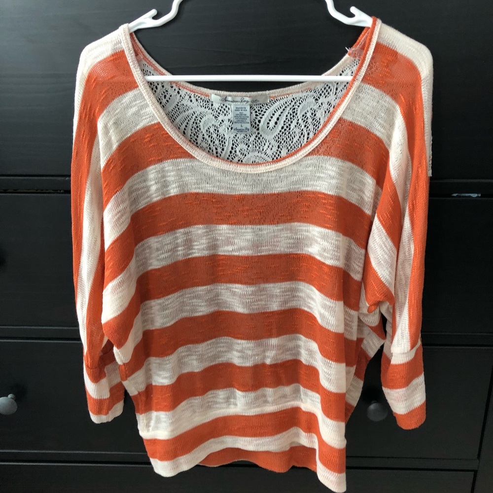 American Rag Orange Striped Sweater